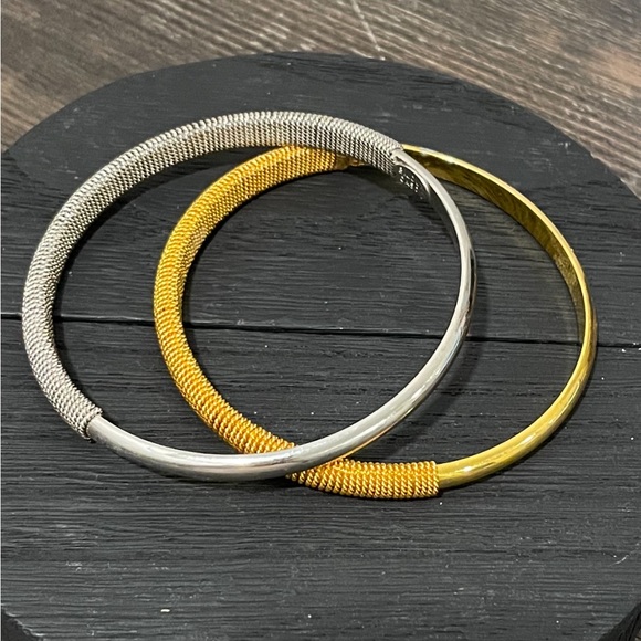 Bijoux Cascio vintage 2 signed bangle bracelets gold and silver toned si… - Picture 1 of 6